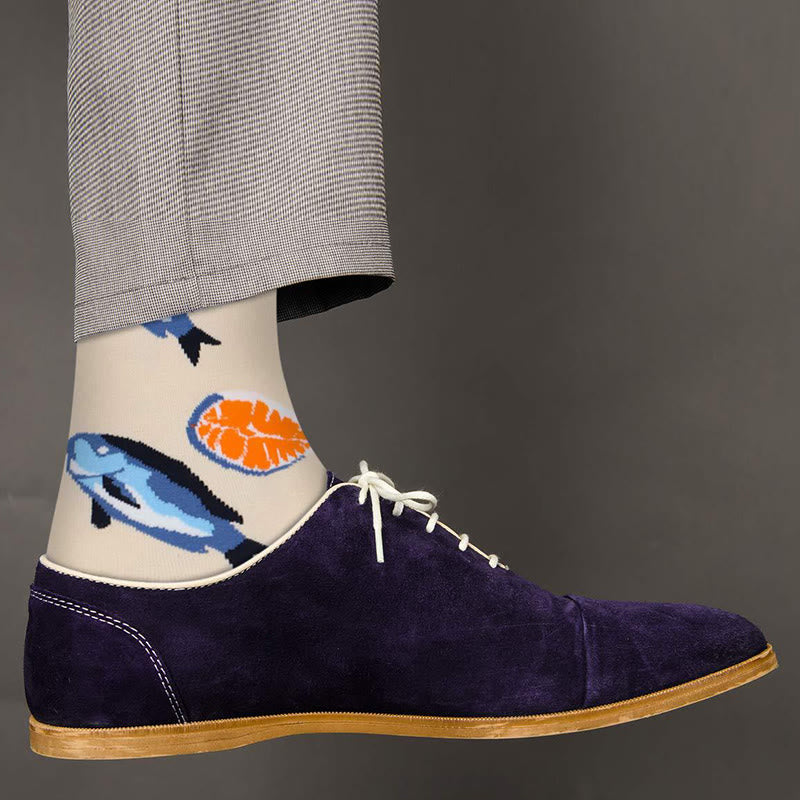 Plus Size Marine Series Fun Crew Socks(5 Pairs) - image 5