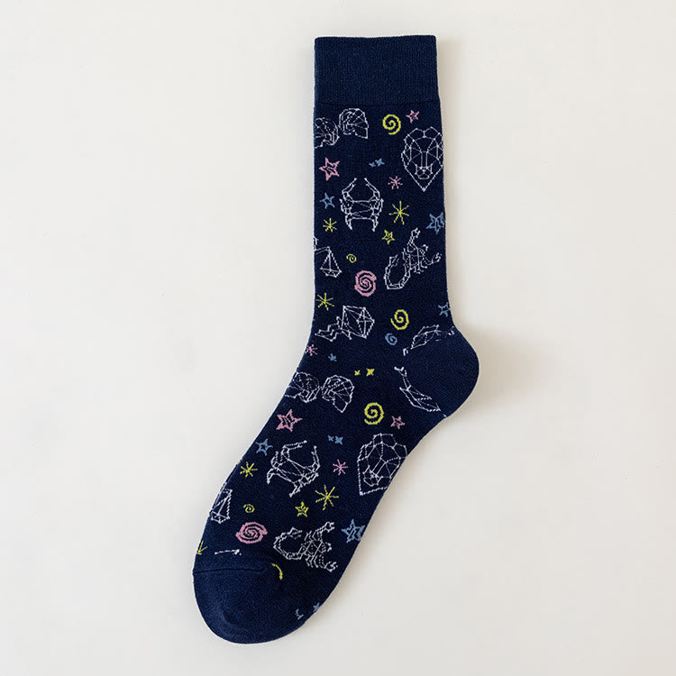Plus Size Macro Pattern Crew Socks(6 Pairs)