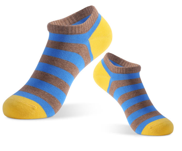 Colorful Striped Cotton Ankle Socks(5 Pairs)