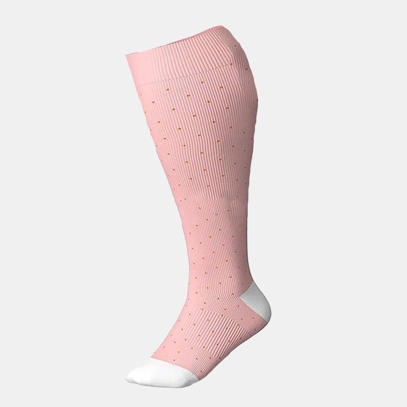 Plus Size Pink Polka Dot Compression Socks(3 Pairs) - image 6