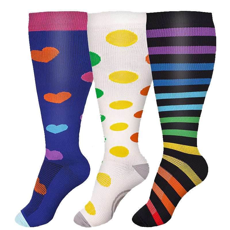 Plus Size Colorful Polka Dots Compression Socks(3 Pairs) - image 4