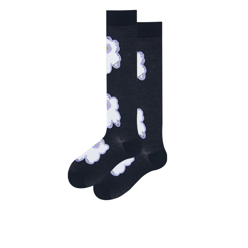 Purple Floral Pattern Glass Sheer Socks - image 4