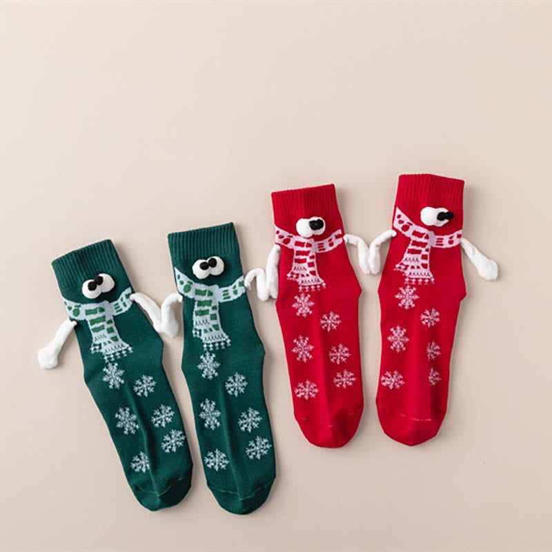 Plus Size Christmas Holding Hands Quarter Socks(4 Pairs) - image 4