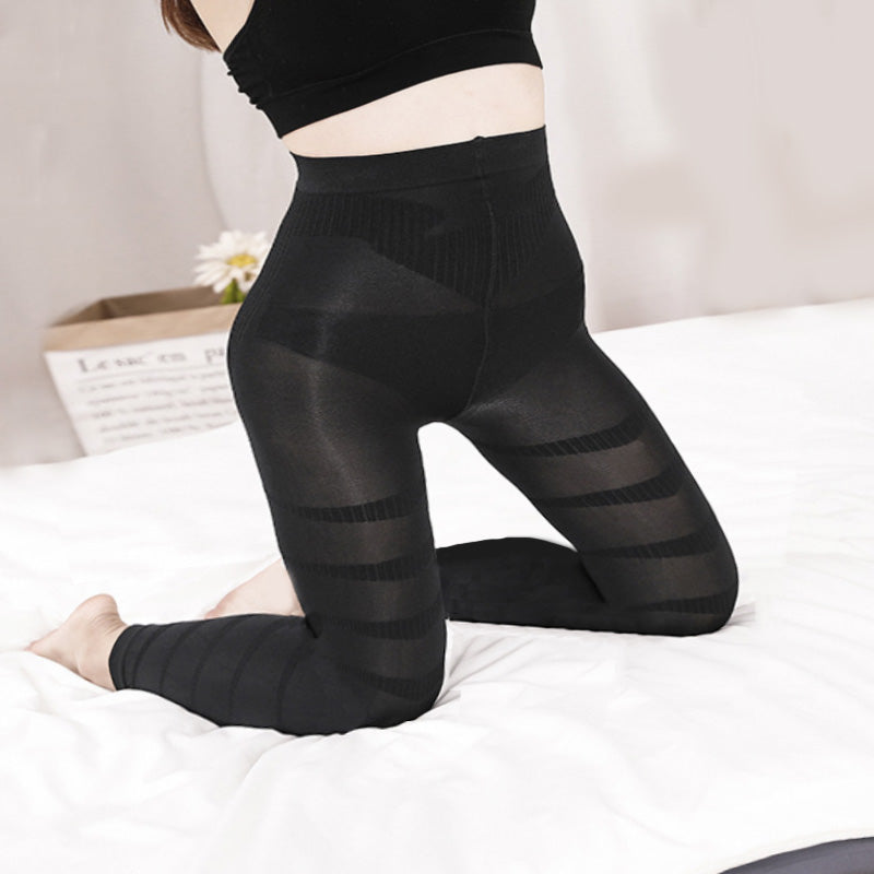 Plus Size Spiral Footless Compression Tights(3 Pairs) - image 3