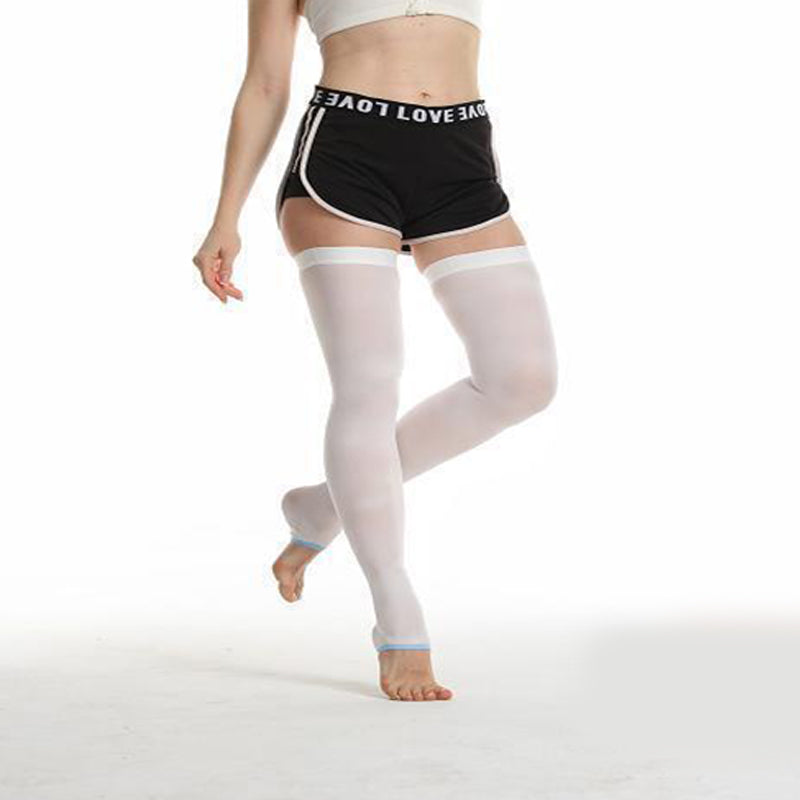 Plus Size White Thigh High Compression Socks