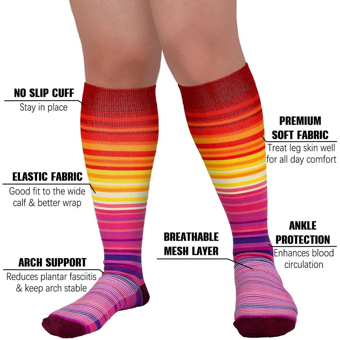 Plus Size Fashion Design Compression Socks(3 Pairs)