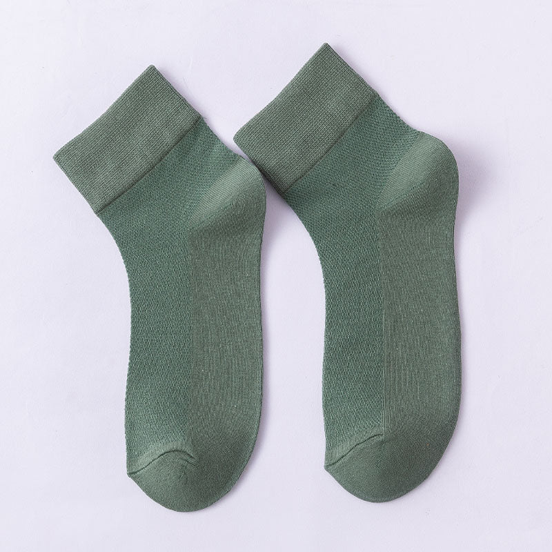 Solid Color Skin Friendly Quarter Socks(10 Pairs) - Green - EU36-38(US3-5) - image 21