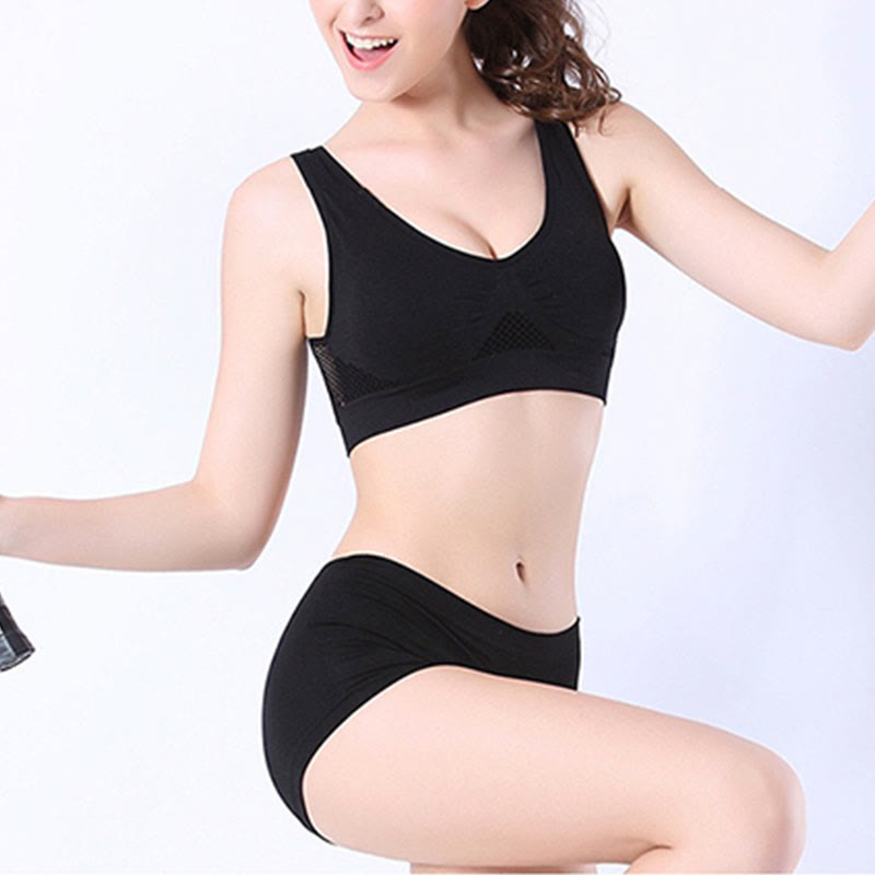 Plus Size Mesh Cutout Sports Bras(2 Packs)