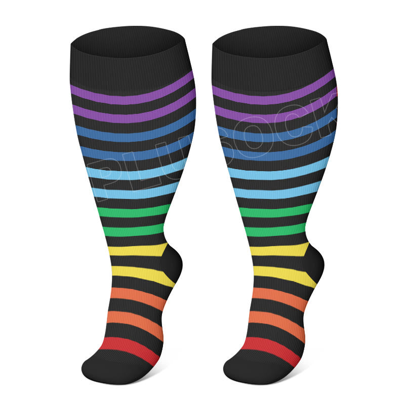 2XL-4XL Plus Size Polka Dots Compression Socks - Stripe - 4XL - image 2