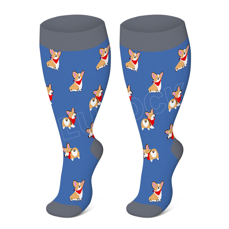 Plus Size Cute Dog Cat Compression Socks(3 Pairs)