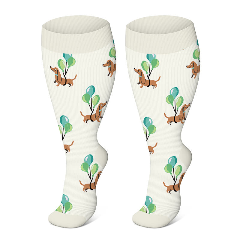 Plus Size Cute Dog Cat Compression Socks(3 Pairs)