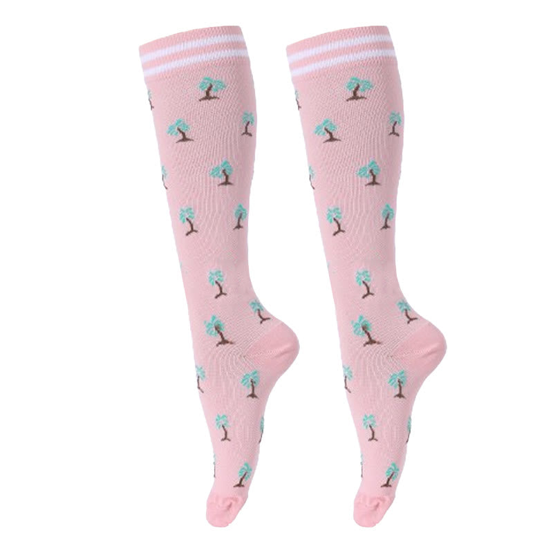 Fruit Coffee Patterns Compression Socks(6 Pairs)