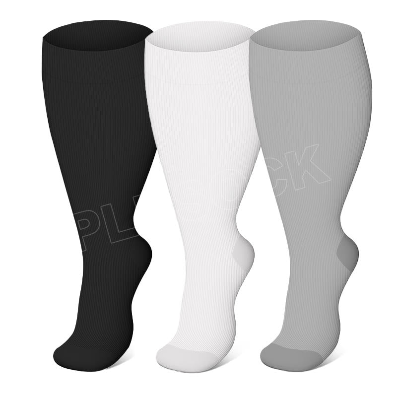 2XL-7XL Solid Color Plus Size Compression Socks(3 Pairs) - image 1