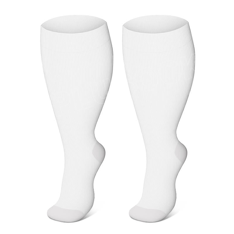 2XL-7XL Solid Color Plus Size Compression Socks(3 Pairs) - White - 7XL - image 7