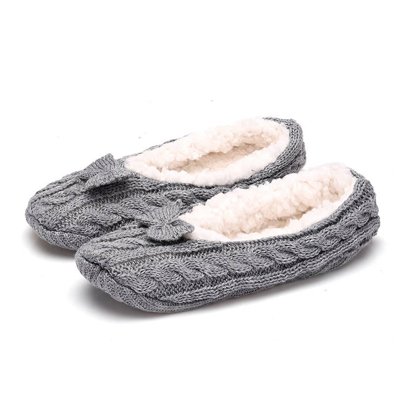 Plus Size Bow Knot Slipper Socks - Light Gray - EU43-46(US9-12) - image 3