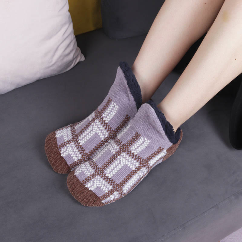Plus Size Grid Slipper Socks - Grey - EU40-42(US7-8.5) - image 5