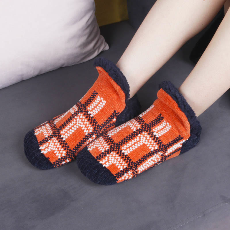 Plus Size Grid Slipper Socks - Orange - EU40-42(US7-8.5) - image 1