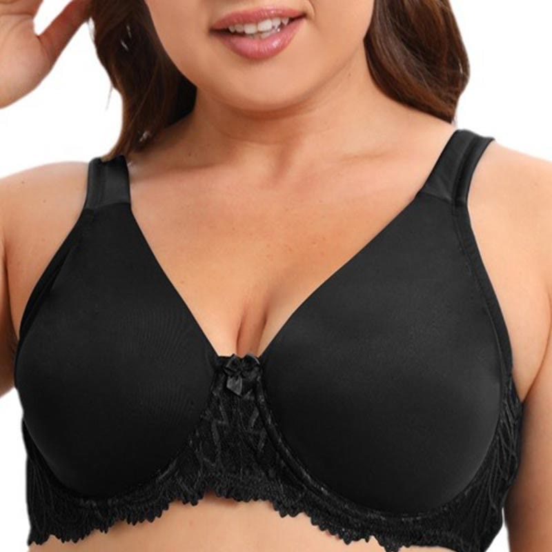 Wide Shoulder Straps Full Coverage Bras - Black - 38 - E - image 0