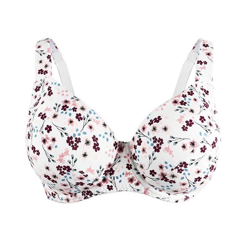 Plus Size Floral Full Coverage Bras - White - 50 - F - image 5
