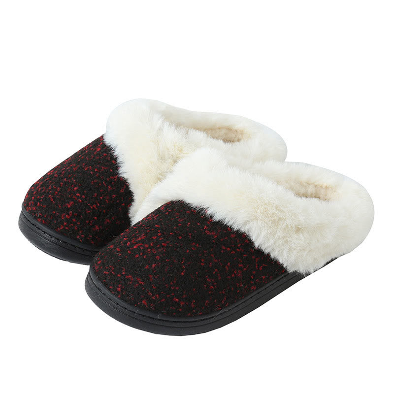 Plus Size Fur Lined Bedroom Slippers - Wine - EU42-43(US11-12) - image 14