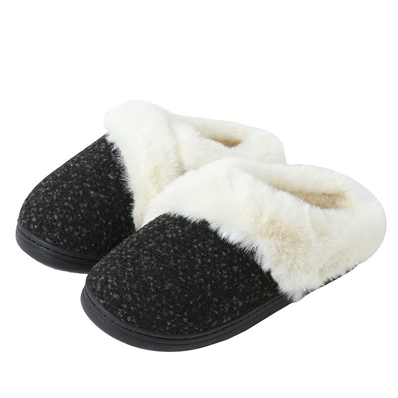 Plus Size Fur Lined Bedroom Slippers - Black - EU42-43(US11-12) - image 13