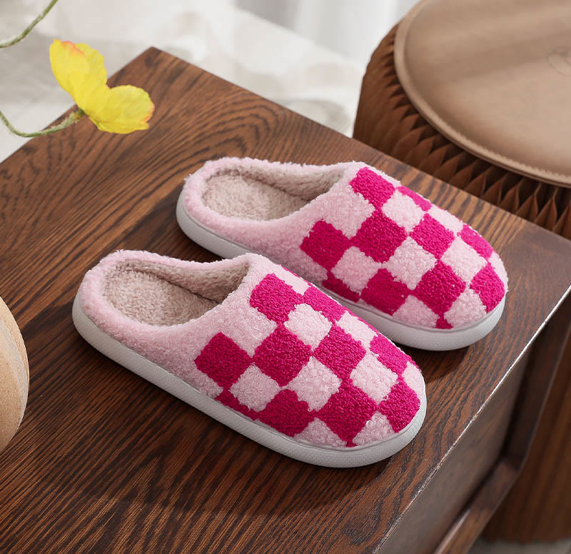 Plus Size Checkerboard Slippers - Pink - EU 44-45(US 10-11) - image 3
