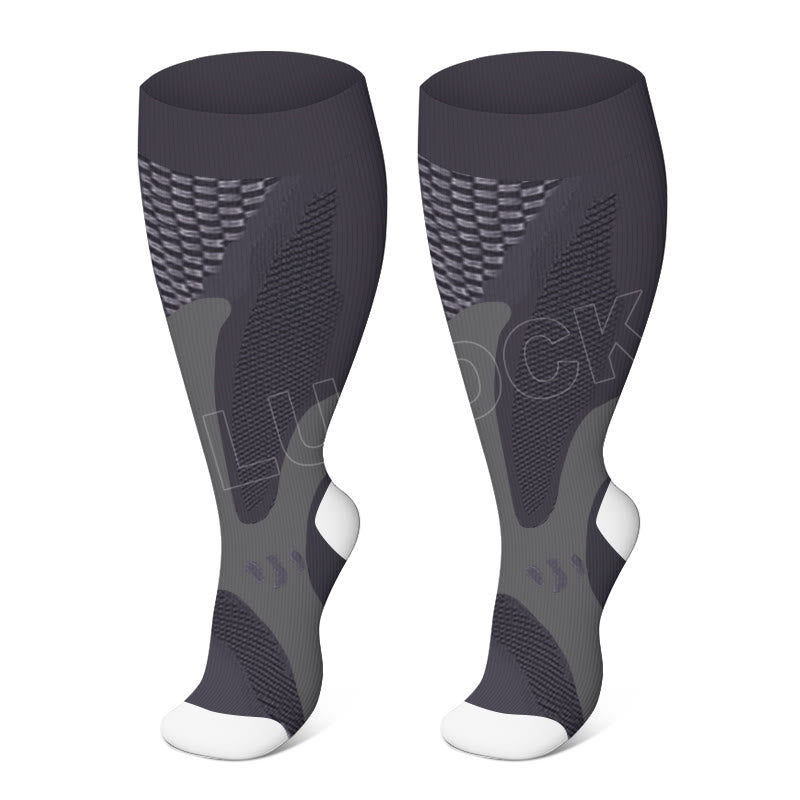 Plus Size Sport Wine Compression Socks 2XL-7XL(3 Pairs) - Grey - 7XL - image 5