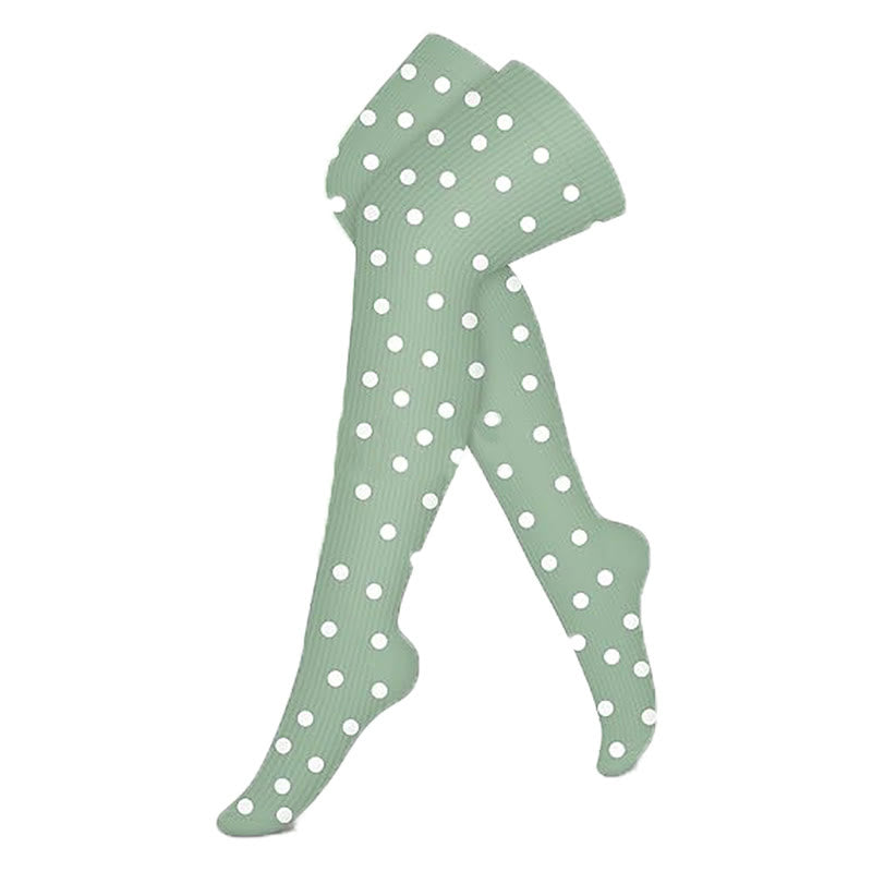 Green Series Thigh High Compression Socks(3 Pairs) - Polka Dots - S/M - image 3