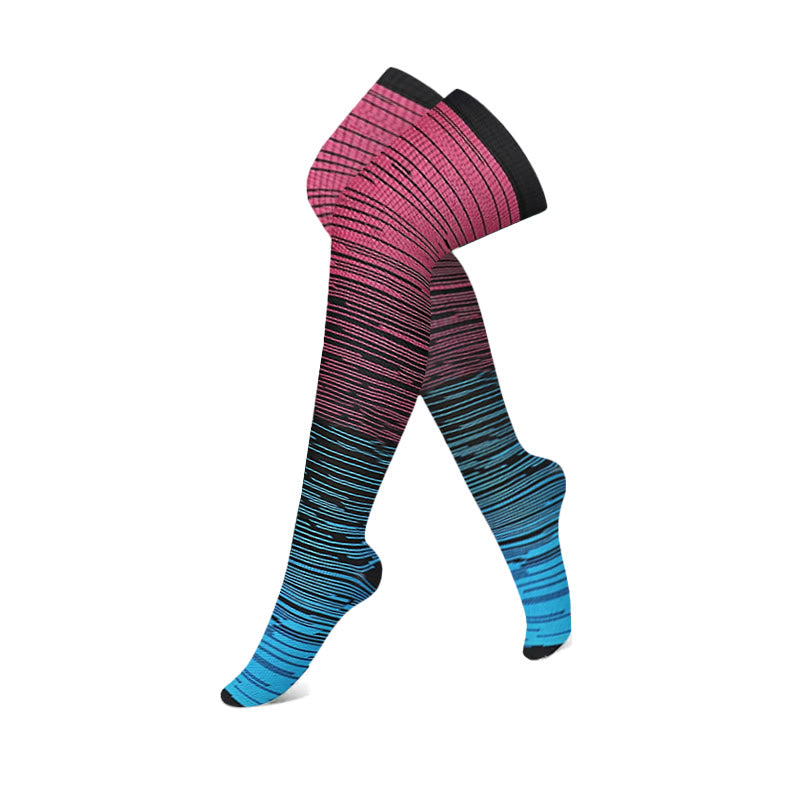 Gradient Thigh High Compression Socks(3 Pairs) - Rose - S/M - image 6