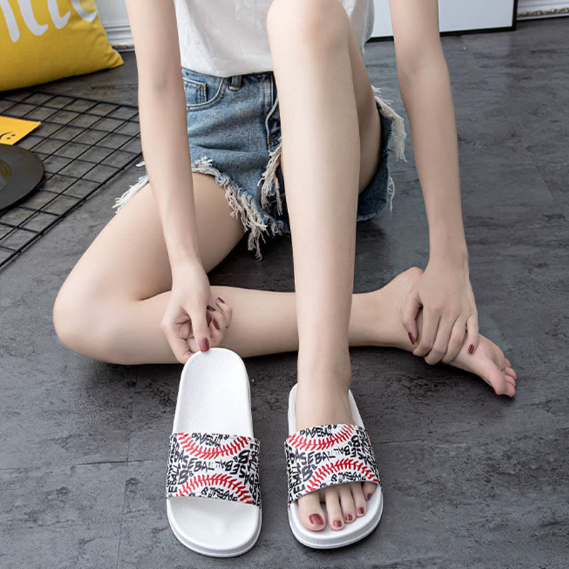 Plus Size Baseball Pattern Slides(2 Pairs)