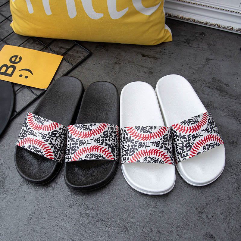 Plus Size Baseball Pattern Slides(2 Pairs)