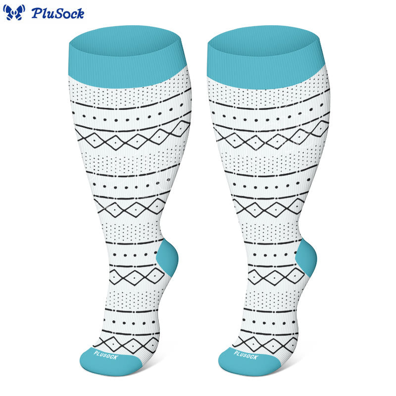 Plus Size Argyle Bohemian Style Compression Socks(3 Pairs)