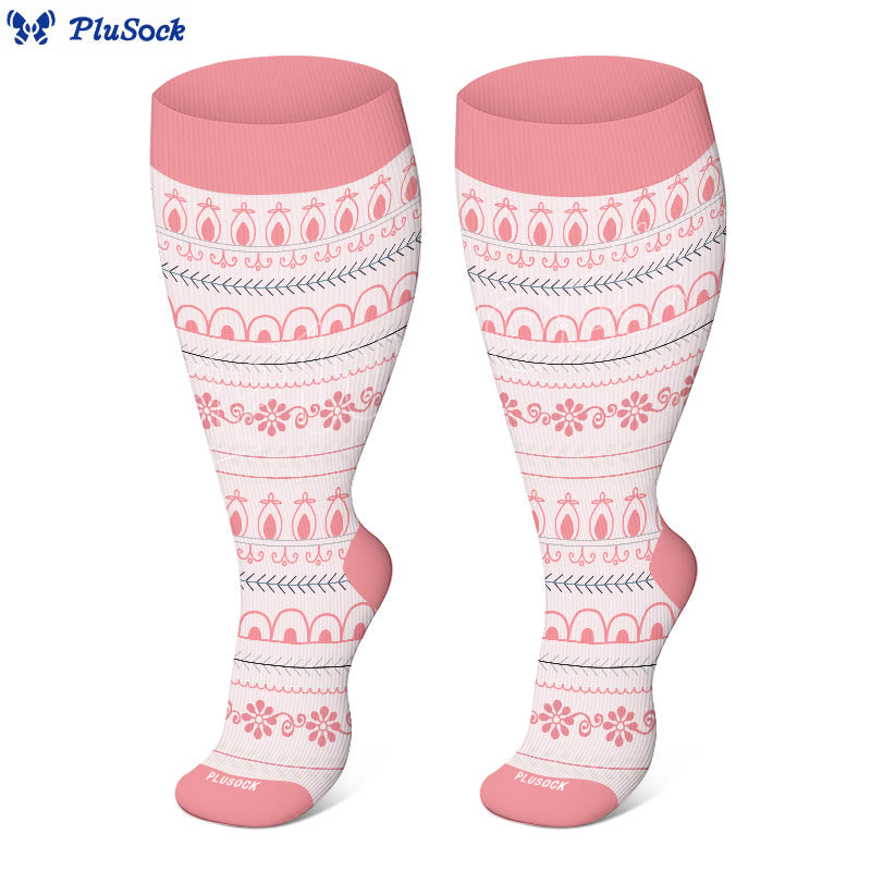 Plus Size Argyle Bohemian Style Compression Socks(3 Pairs)