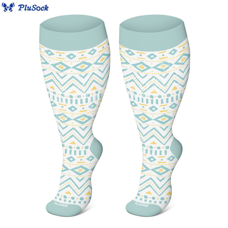 Plus Size Argyle Bohemian Style Compression Socks(3 Pairs)