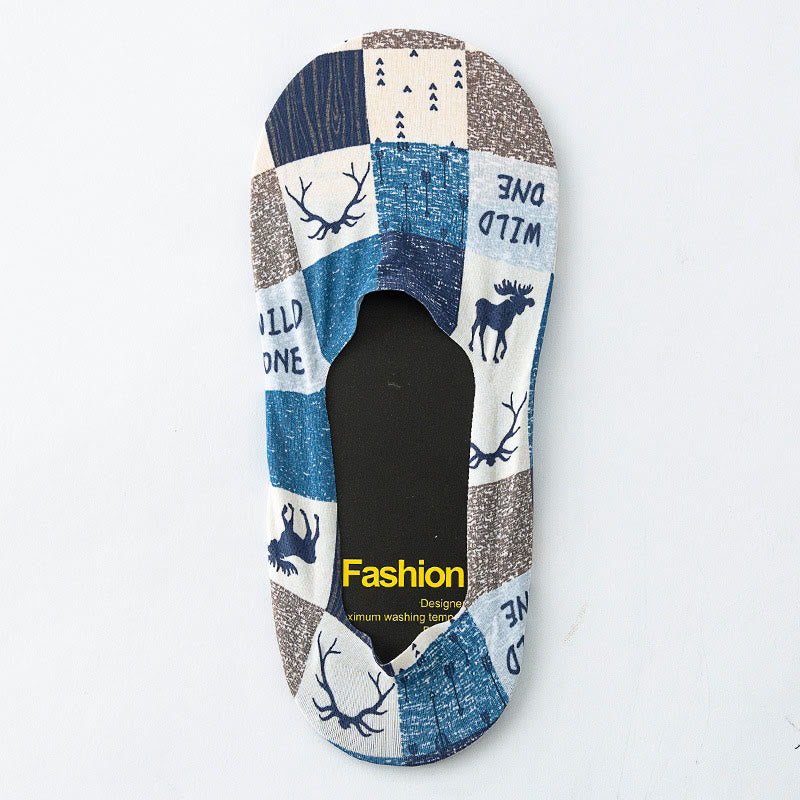 Plus Size Animal Print No Show Socks(5 Pairs)