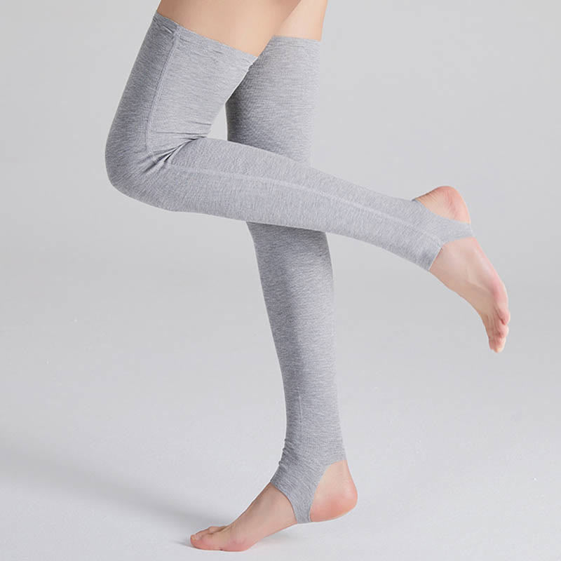 Modal Breathable Thigh High Compression Sleeve Socks - Light Gray - XL - image 1