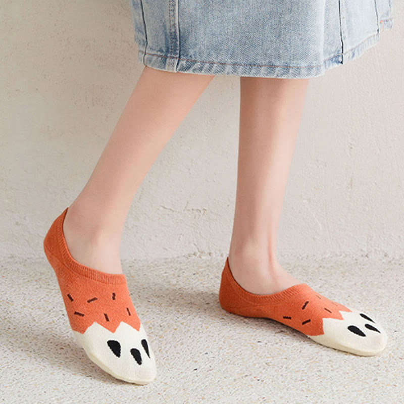 Plus Size Cat Footprints No Show Socks(5 Pairs) - image 4