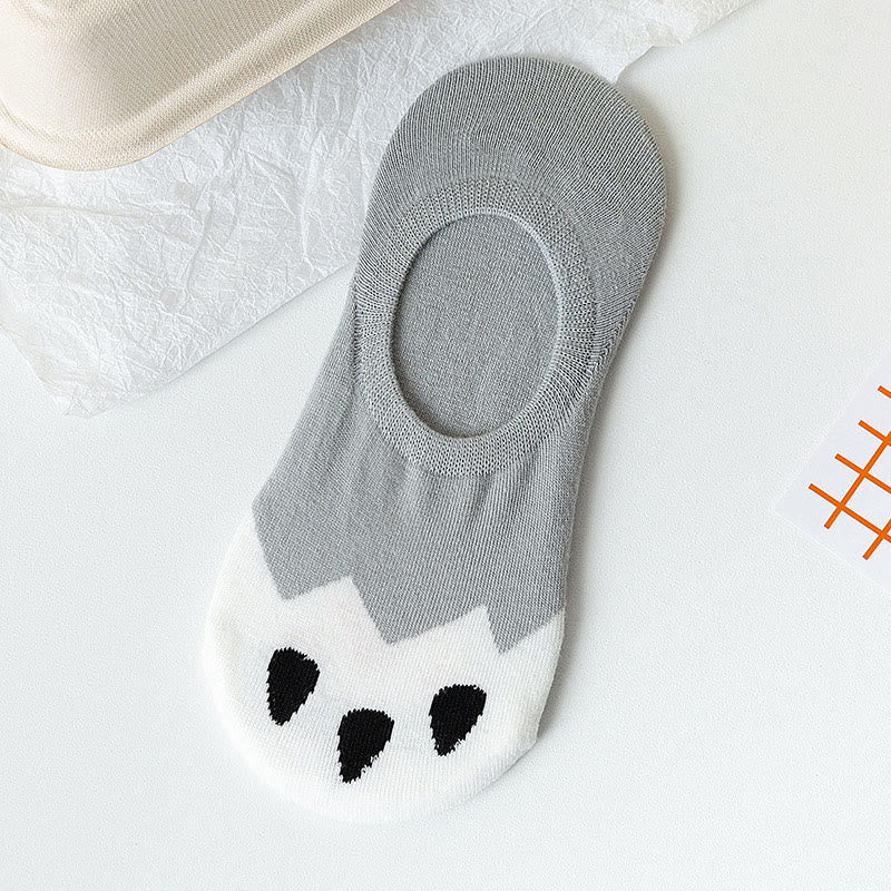 Plus Size Cat Footprints No Show Socks(5 Pairs) - image 13