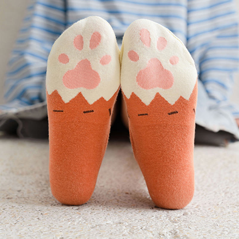 Plus Size Cat Footprints No Show Socks(5 Pairs) - image 8