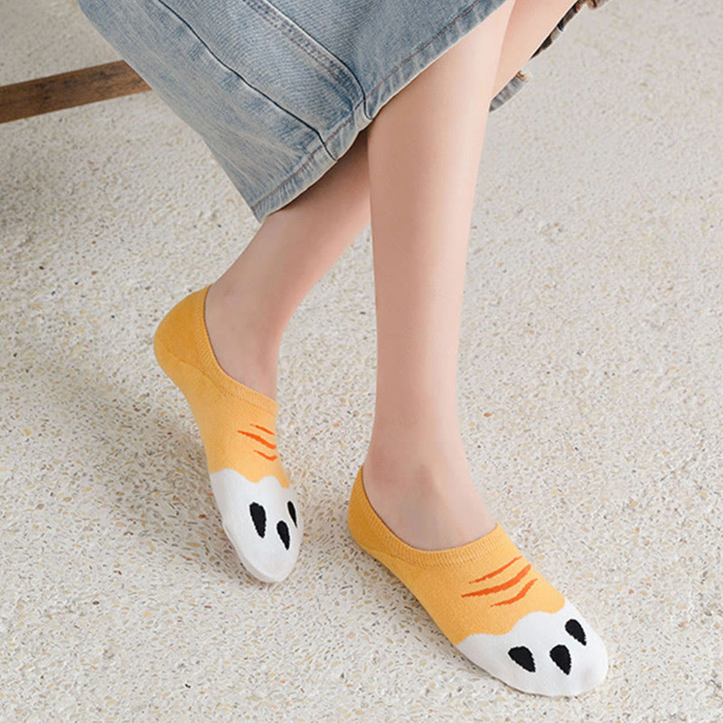 Plus Size Cat Footprints No Show Socks(5 Pairs) - image 5