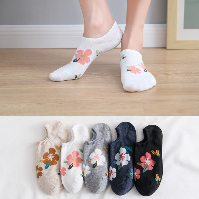 Plus Size Soft Flowers No Show Socks(10 Pairs) - Multicolor*2 - EU37-40(US4-7) - image 5