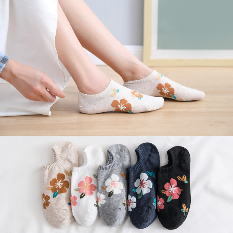 Plus Size Soft Flowers No Show Socks(10 Pairs) - image 1