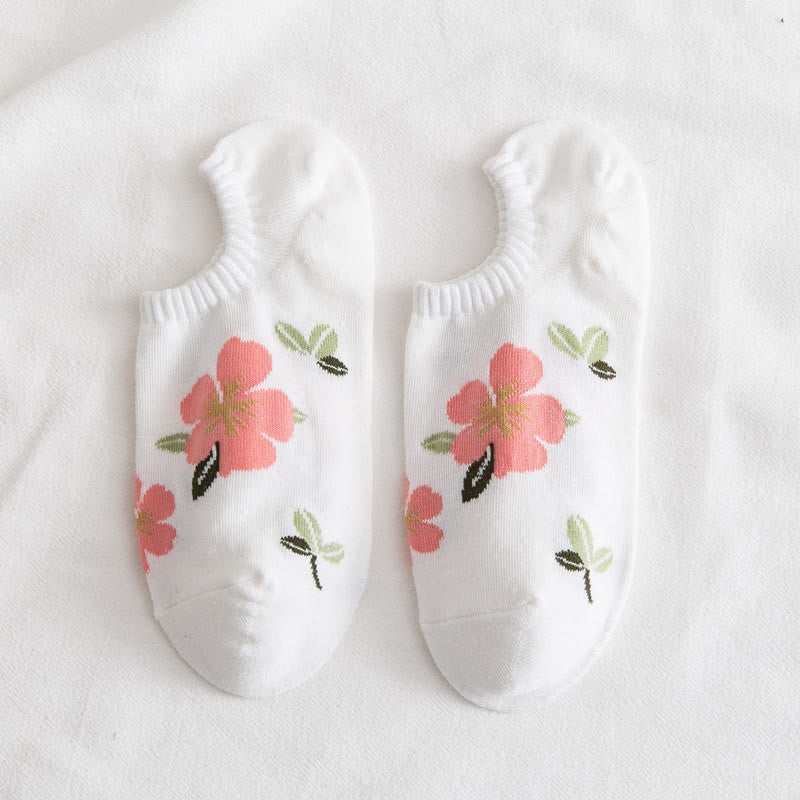 Plus Size Soft Flowers No Show Socks(10 Pairs) - White - EU37-40(US4-7) - image 9