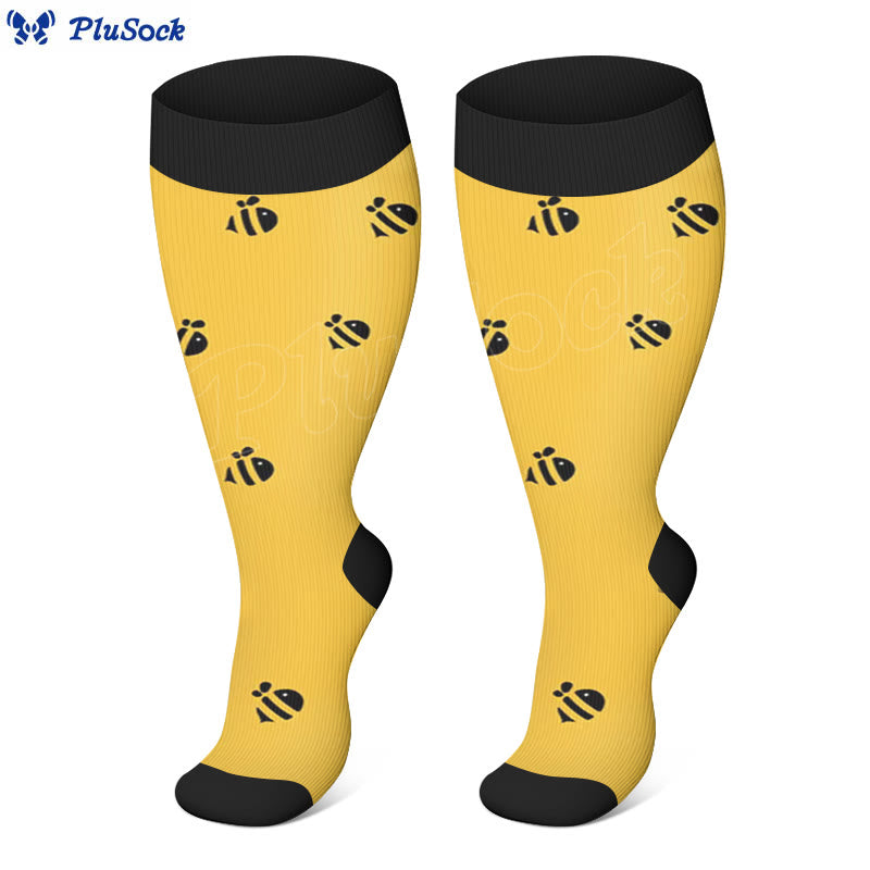 Plus Size Bee Compression Socks - Yellow - 4XL - image 5