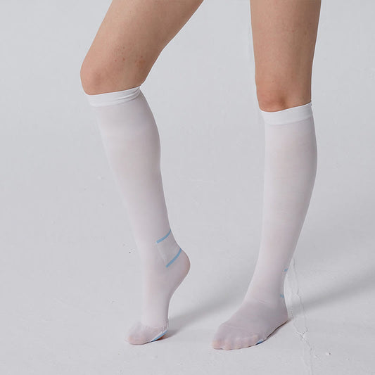 Plus Size White Breathable Compression Socks
