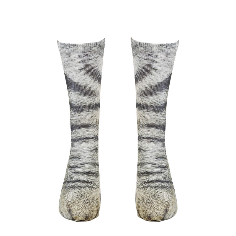 Plus Size Cat Paws Quarter Socks(3 Pairs) - Light Gray - EU38-44(US5-10) - image 5