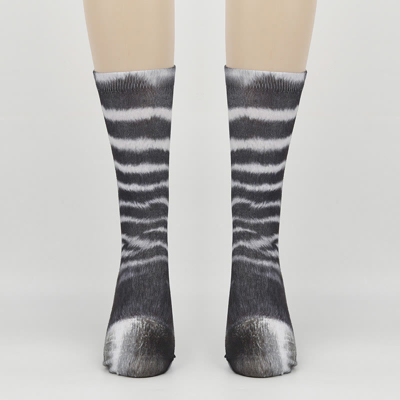 Plus Size Zebra Elephant Tiger Paws Quarter Socks(3 Pairs) - Zebra - EU38-44(US5-10) - image 5
