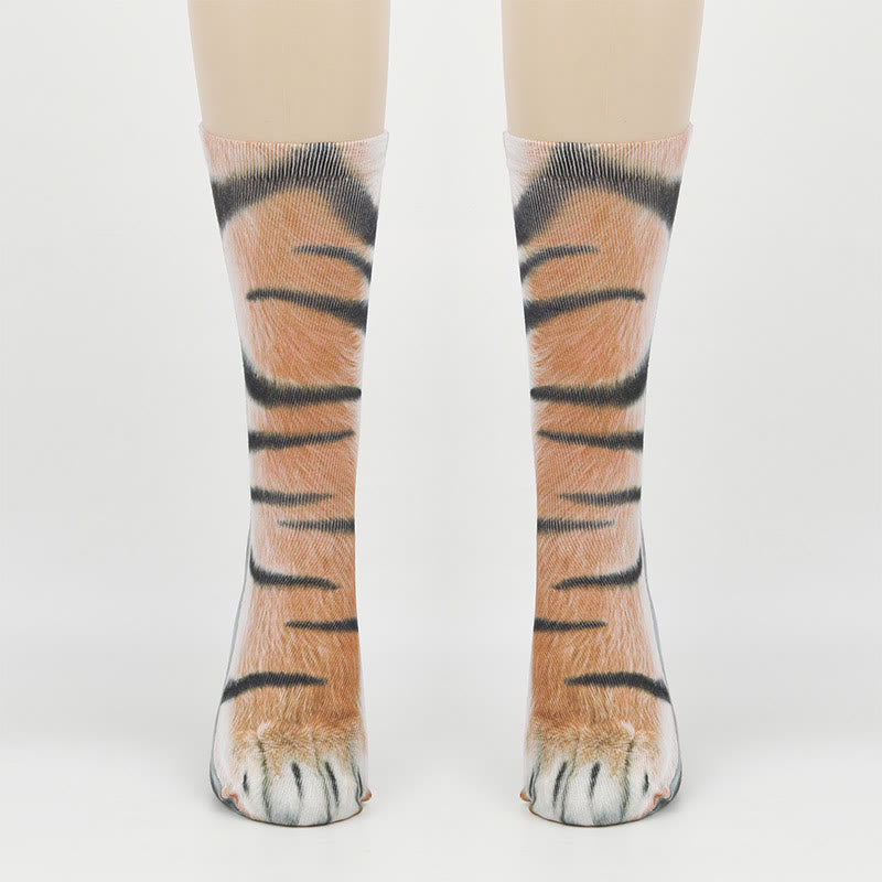 Plus Size Zebra Elephant Tiger Paws Quarter Socks(3 Pairs) - Tiger - EU38-44(US5-10) - image 4