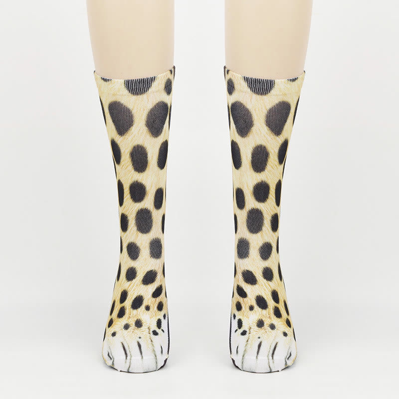 Plus Size Polar Bear Fox Leopard Paws Quarter Socks(3 Pairs) - Leopard - EU38-44(US5-10) - image 3