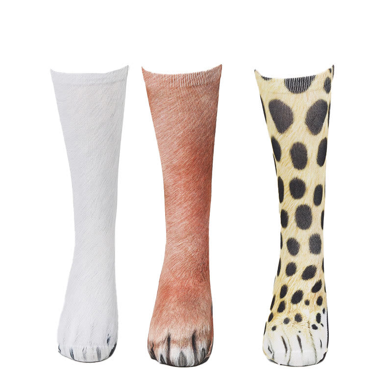 Plus Size Polar Bear Fox Leopard Paws Quarter Socks(3 Pairs) - Multicolor - EU38-44(US5-10) - image 1
